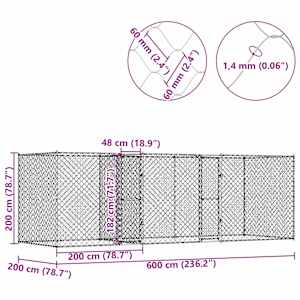 Klec pro psa Stříbrná 600 x 200 x 200 cm Pozinkovaná ocel - obrázek 10