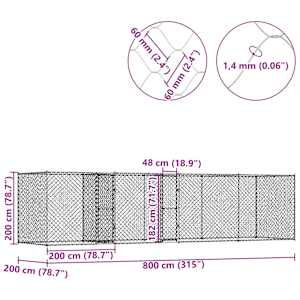 Klec pro psa Stříbrná 800 x 200 x 200 cm Pozinkovaná ocel - obrázek 10