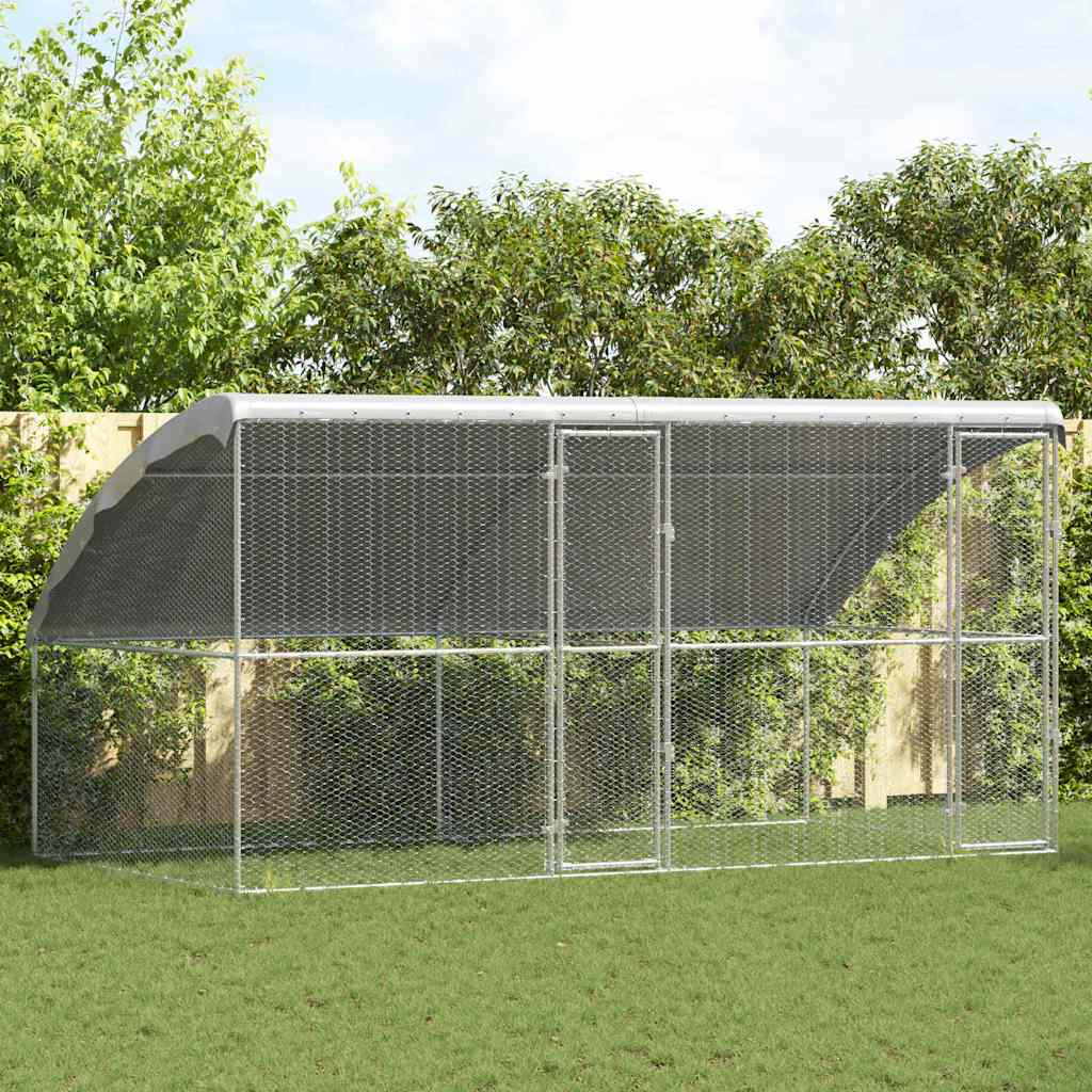 Kippenhok Zilver 400 x 200 x 198.5 cm Gegalvaniseerd staal