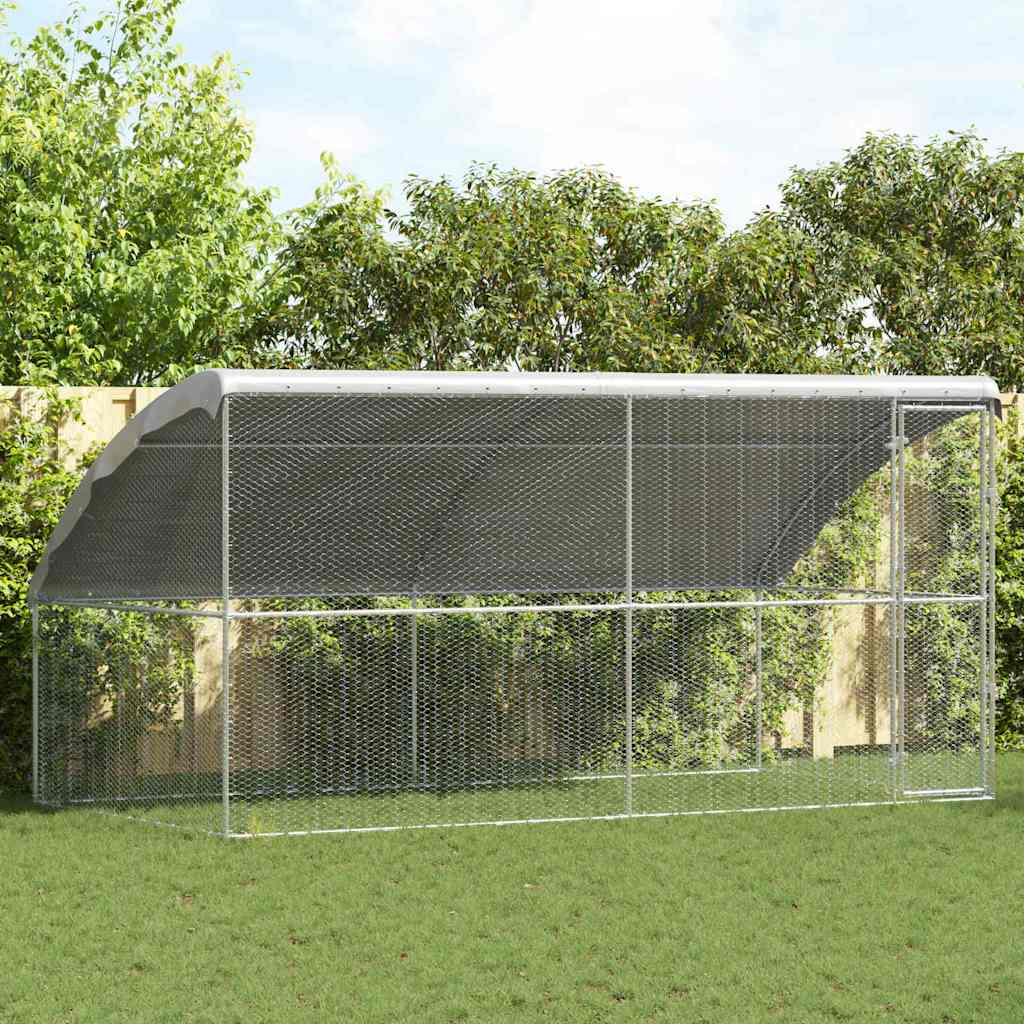 Produse animale de companie - Cușcă pentru pui Argintiu 400 x 200 x 198.5 cm Oțel Galvanizat