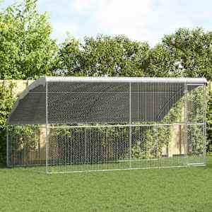 Kletka za piščance 2 pcs srebrna 400 x 200 x 198,5 cm