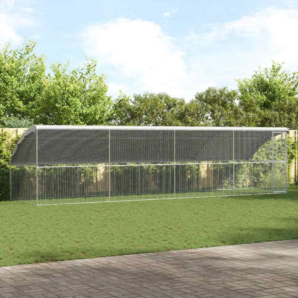 Produse animale de companie - Cușcă pentru pui Argintiu 800 x 200 x 198.5 cm Oțel Galvanizat