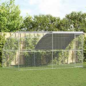 Kletka za piščance 2 pcs srebrna 400 x 200 x 200 cm Jeklo in PE