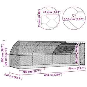 Klec na kuřata 3 pcs Stříbrná 600 x 200 x 200 cm Ocel a PE - obrázek 12