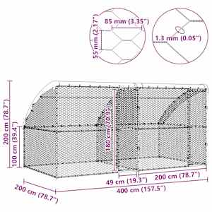 Psí kennel 2 pcs Stříbrná 4 x 2 x 2 m Pozinkovaná ocel - obrázek 11
