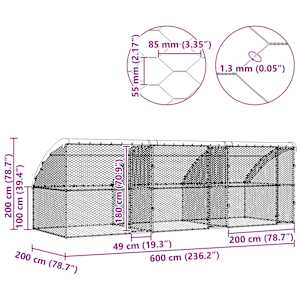 Psí kennel 3 pcs Stříbrná 6 x 2 x 2 m Pozinkovaná ocel - obrázek 11