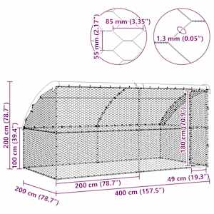 Psí kennel 2 pcs Stříbrná 4 x 2 x 2 m Pozinkovaná ocel - obrázek 11