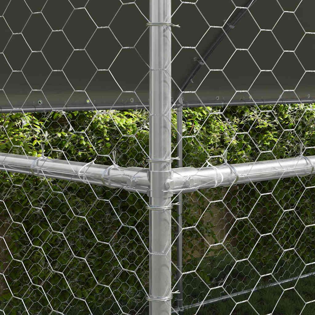 vidaXL Hondenhok met opslag 4 pcs Zilver 8 x 2 x 2 m Staal