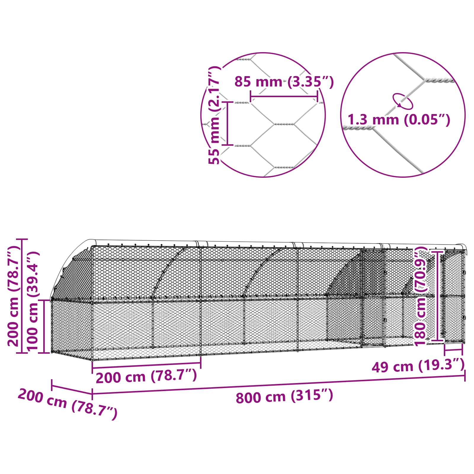 Hondenhok met opslag 4 pcs Zilver 8 x 2 x 2 m Staal image 12