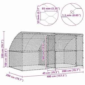 Psí kennel 2 pcs Stříbrná 4 x 2 x 2 m Pozinkovaná ocel - obrázek 12