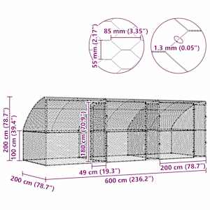Psí kennel 3 pcs Stříbrná 6 x 2 x 2 m Pozinkovaná ocel - obrázek 12