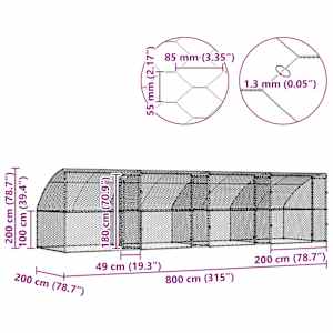 Psí kennel 4 pcs Stříbrná 8 x 2 x 2 m Pozinkovaná ocel - obrázek 12