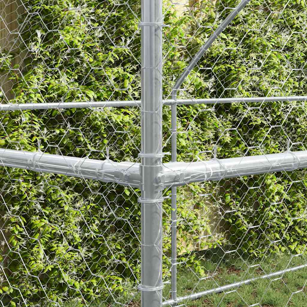 vidaXL Hondenhok met opslag 4 pcs Zilver 8 x 2 x 2 m Staal