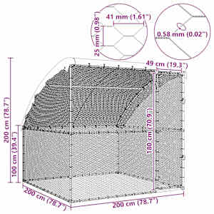 Klec na kuřata Stříbrná 2 x 2 x 2 m Pozinkovaná ocel - obrázek 12