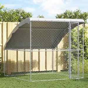 Psí kennel s úložištěm Stříbrná 2 x 2 x 2 m Pozinkovaná ocel - obrázek 3