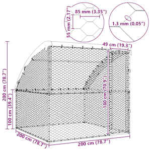 Psí kennel s úložištěm Stříbrná 2 x 2 x 2 m Pozinkovaná ocel - obrázek 11