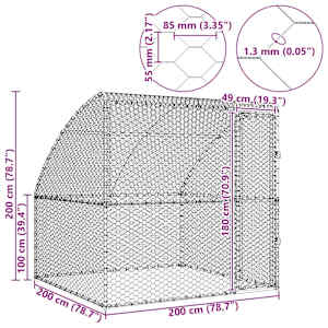 Psí kennel s úložištěm Stříbrná 2 x 2 x 2 m Pozinkovaná ocel - obrázek 12