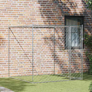 Pasja kletka srebrna 200 x 200 x 200 cm Cinkana jeklena