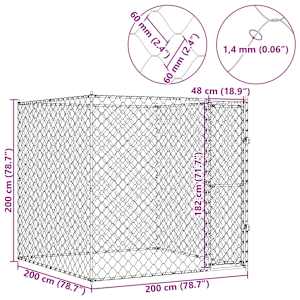 Klec pro psa Stříbrná 200 x 200 x 200 cm Pozinkovaná ocel - obrázek 10