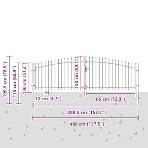 Dvojitá brána se zámkem Woerden Šedá 400 x 199.5 cm Ocel - obrázek 7