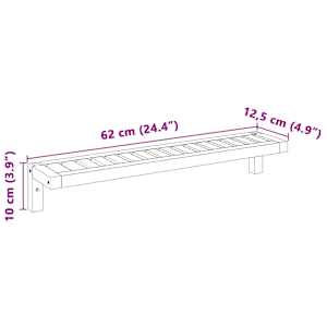 Závěsný regál na zeď Nástěnný Přírodní 62 x 10 x 12,5 cm - obrázek 10