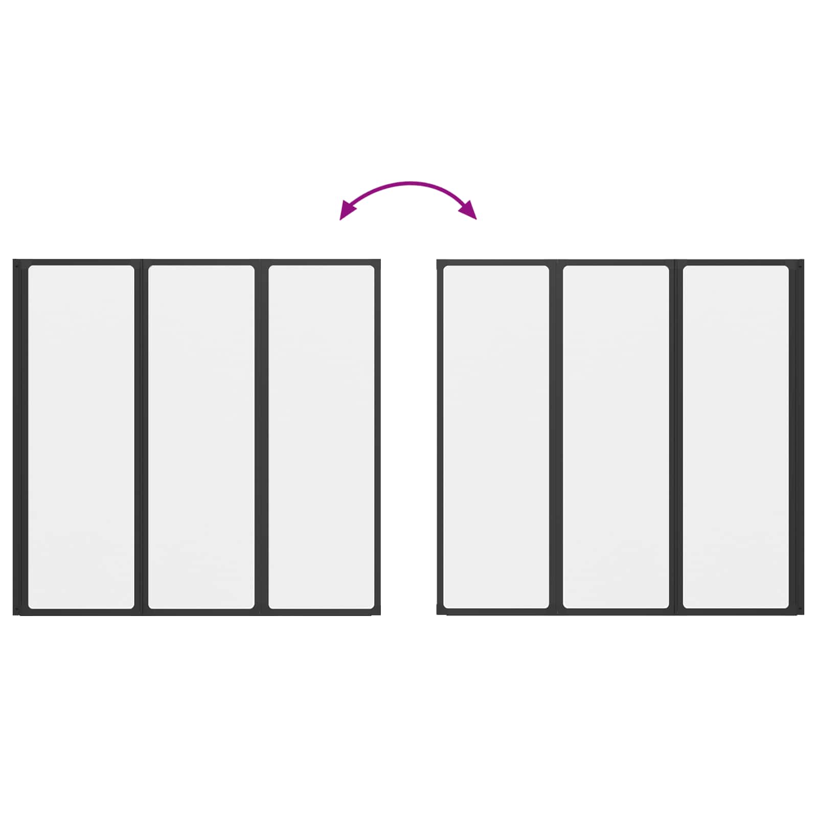 Tuš stena Črna 120 x 2 x 117 cm Aluminij in PP - slika 12