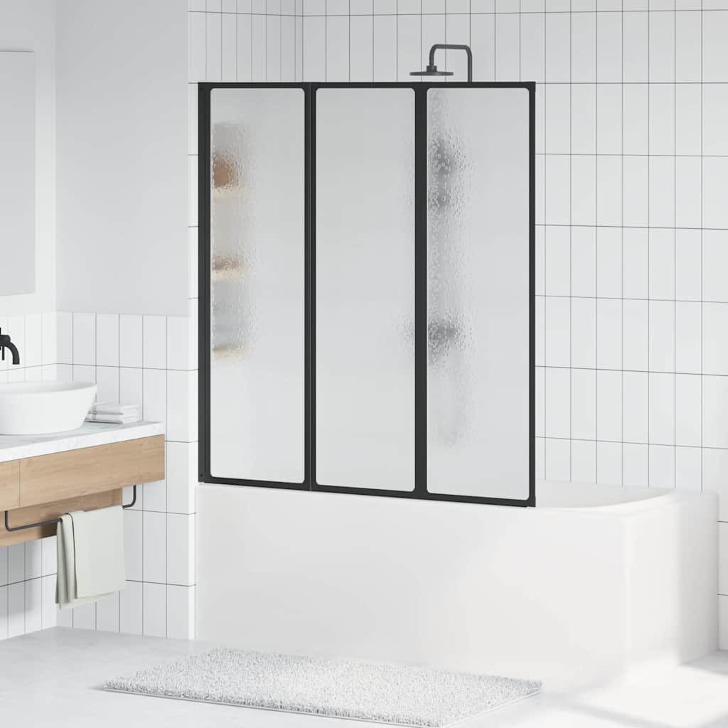 vidaXL Paravan de duș Manual Negru 132 x 2 x 140 cm Aluminiu