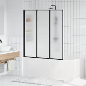 Tuš stena Črna 132 x 2 x 140 cm Aluminij in PP