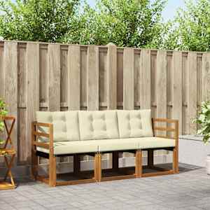 Zunanja garnitura za sedenje z blazino 3 pcs Naravna in smetana