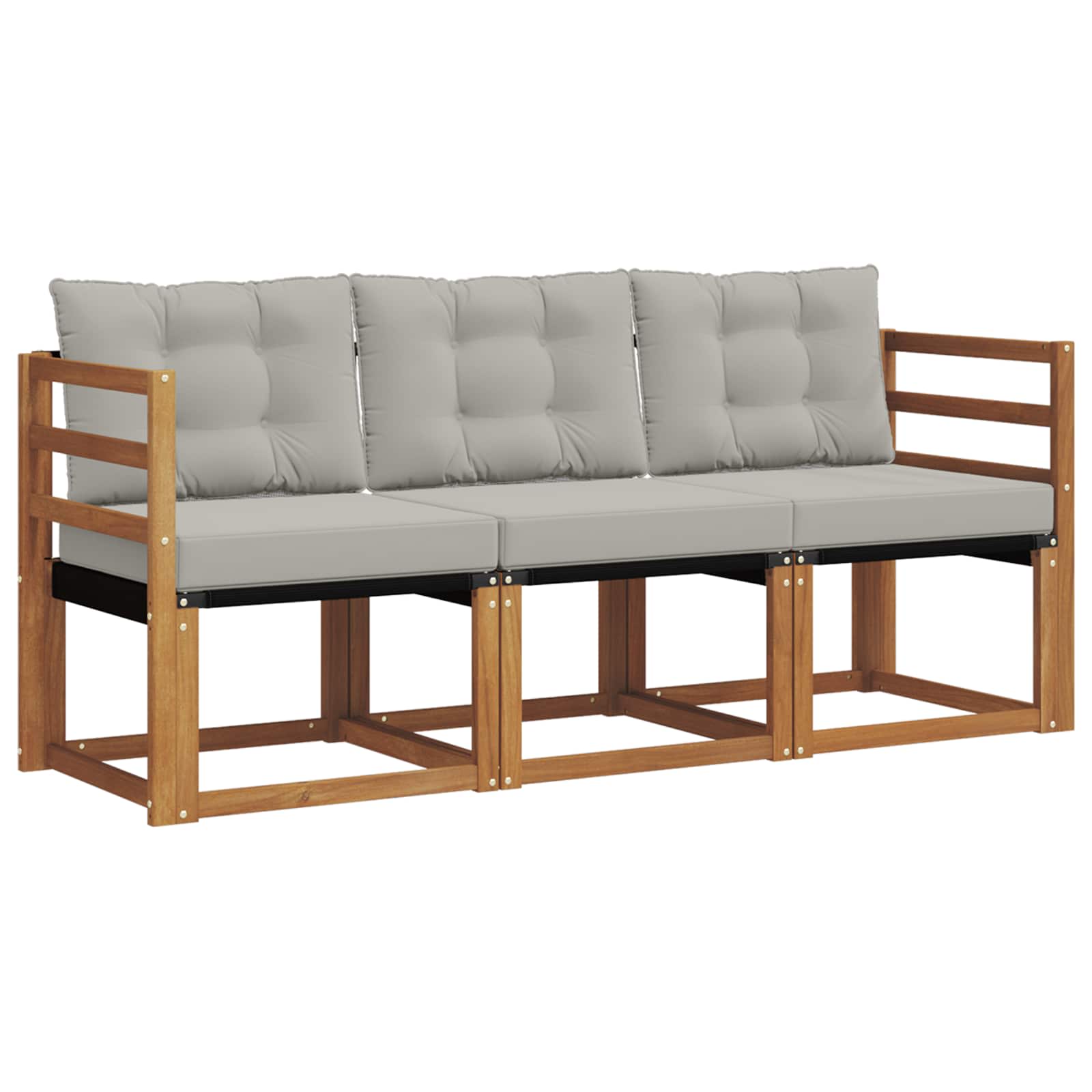 Thumbnail - vidaXL Outdoor-Sofagarnitur mit Kissen 3 pcs Natürlich und Hellgrau