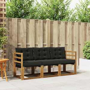 Zunanja garnitura za sedenje z blazino 3 pcs Naravna in črna