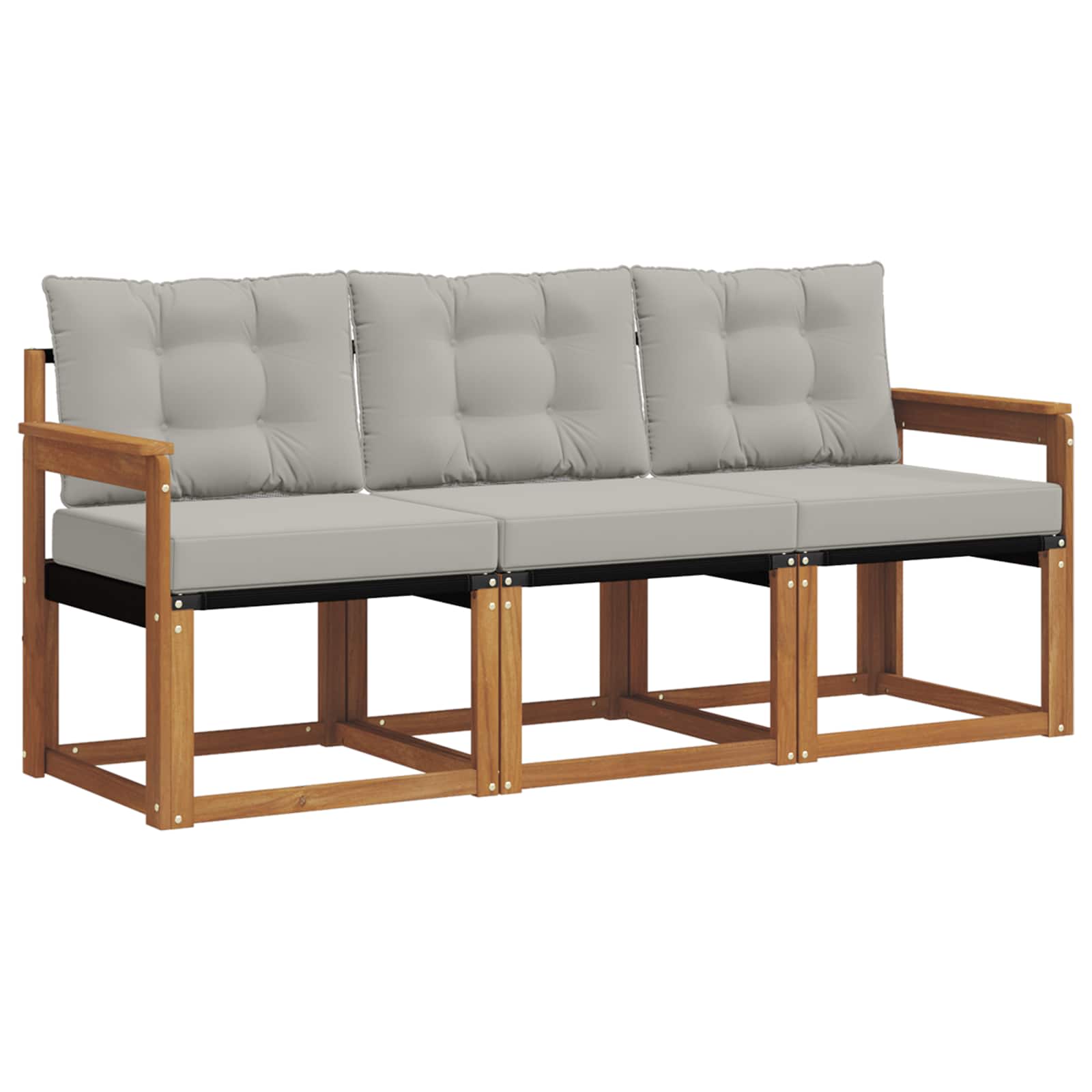 Thumbnail - vidaXL Outdoor-Sofagarnitur mit Kissen 3 pcs Natürlich und Hellgrau