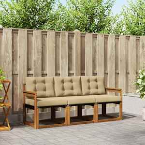 Zunanja garnitura za sedenje z blazino 3 pcs Naravna in bež