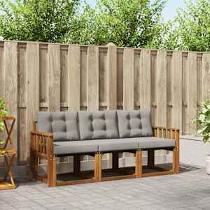 Zunanja garnitura za sedenje 3 pcs Naravna in svetlo siva