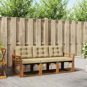 Zunanja garnitura za sedenje z blazino 3 pcs Naravna in bež