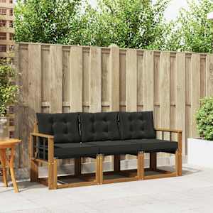 Zunanja garnitura za sedenje z blazino 3 pcs Naravna in črna