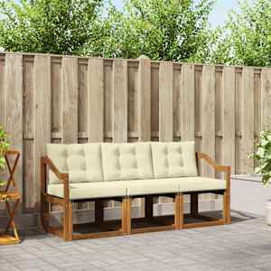 Zunanja garnitura za sedenje z blazino 3 pcs Naravna in smetana