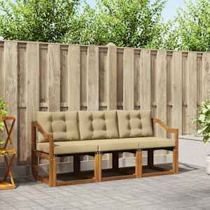 Zunanja garnitura za sedenje z blazino 3 pcs Naravna in bež