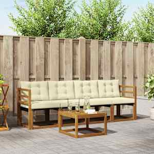 Zunanja garnitura za sedenje z blazino 5 pcs Naravna in smetana