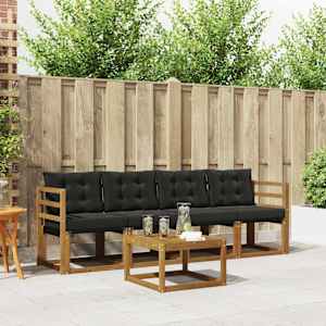 Zunanja garnitura za sedenje z blazino 5 pcs Naravna in črna