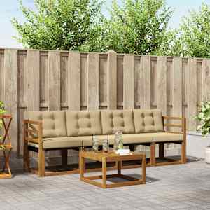 Zunanja garnitura za sedenje z blazino 5 pcs Naravna in bež