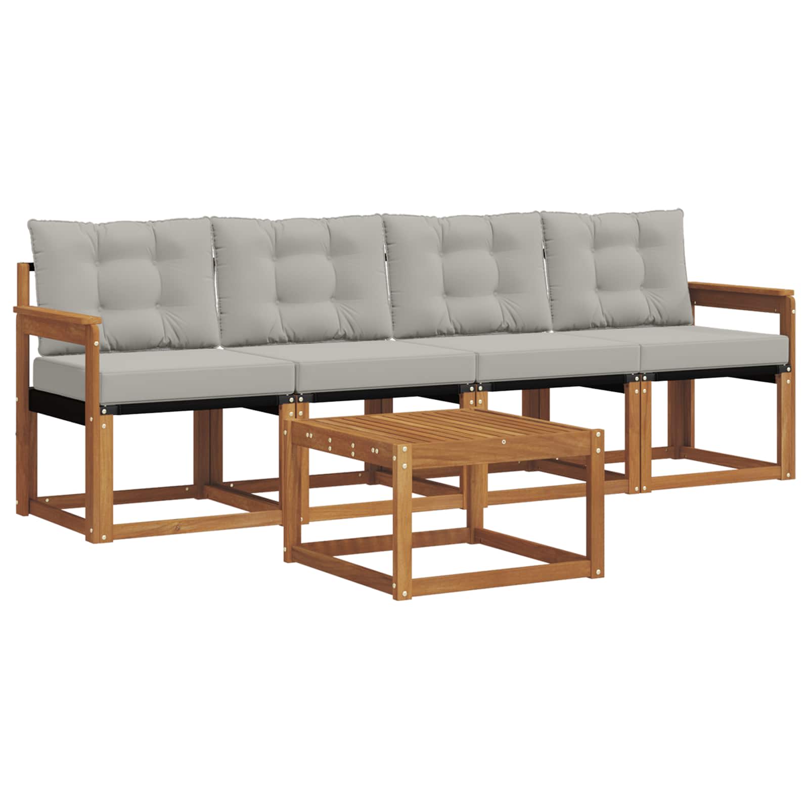 Thumbnail - vidaXL Outdoor-Sofagarnitur mit Kissen 5 pcs Natürlich und Hellgrau