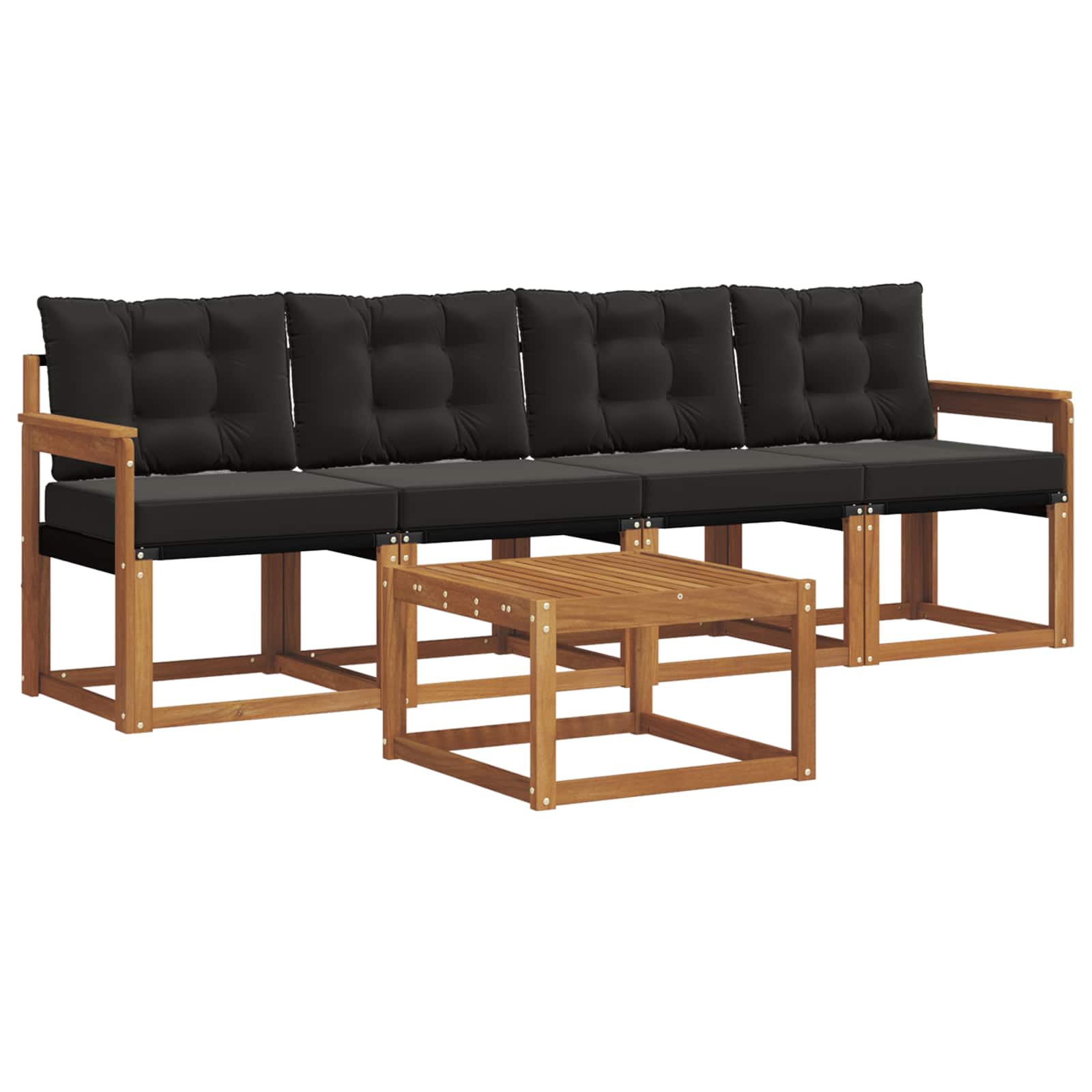 Zunanja garnitura za sedenje z blazino 5 pcs Naravna in črna - slika 2