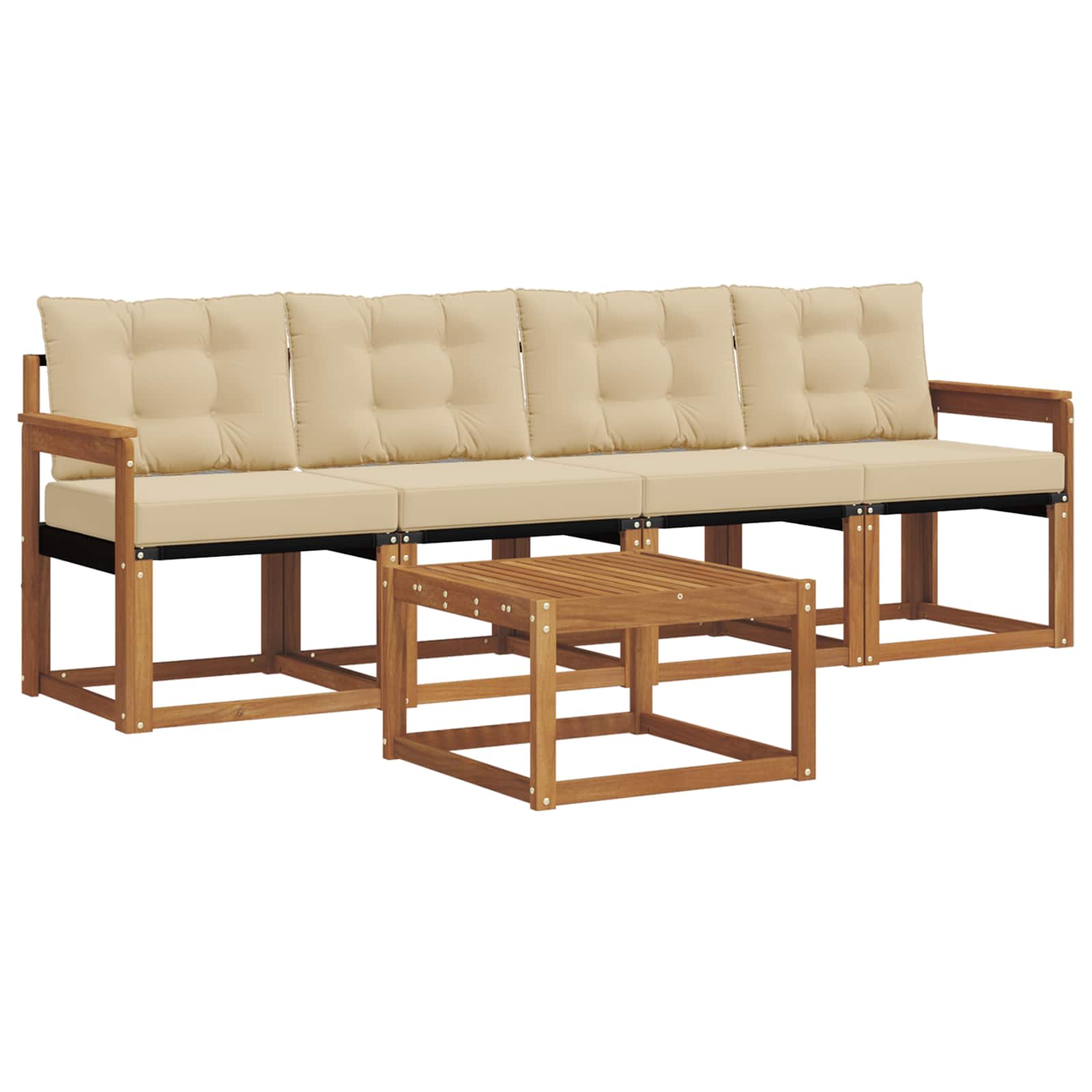 Zunanja garnitura za sedenje z blazino 5 pcs Naravna in bež - slika 2