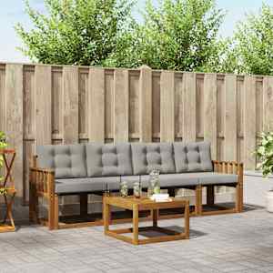 Zunanja garnitura za sedenje 5 pcs Naravna in svetlo siva