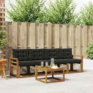 Zunanja garnitura za sedenje z blazino 5 pcs Naravna in črna