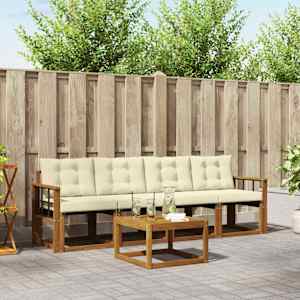 Zunanja garnitura za sedenje z blazino 5 pcs Naravna in smetana