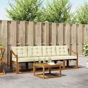 Zunanja garnitura za sedenje z blazino 5 pcs Naravna in smetana