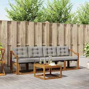 Zunanja garnitura za sedenje 5 pcs Naravna in svetlo siva