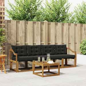 Zunanja garnitura za sedenje z blazino 5 pcs Naravna in črna